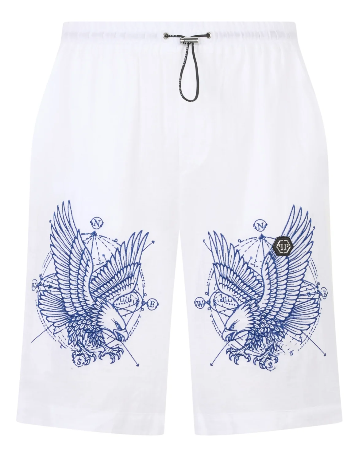 Linen Bowling Shorts Tattoo Embroidery, цвет: Черный