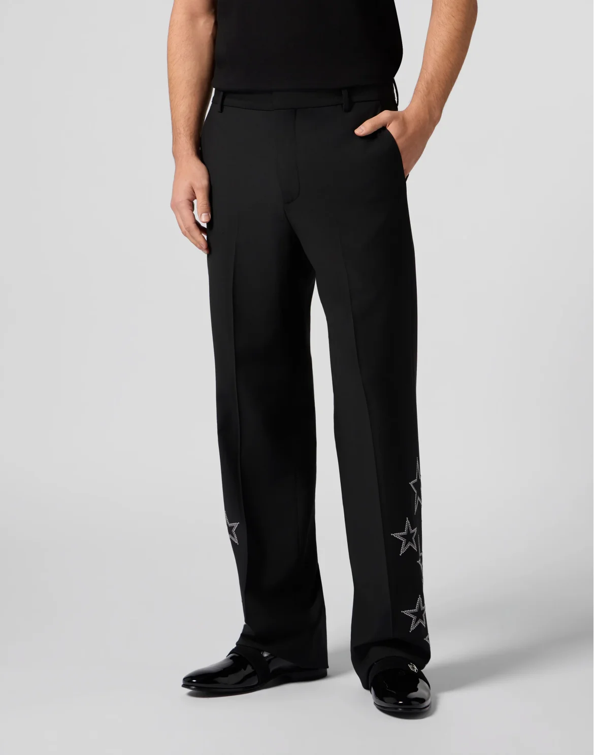 Loose Fit Trousers Stars Studs, цвет: Черный