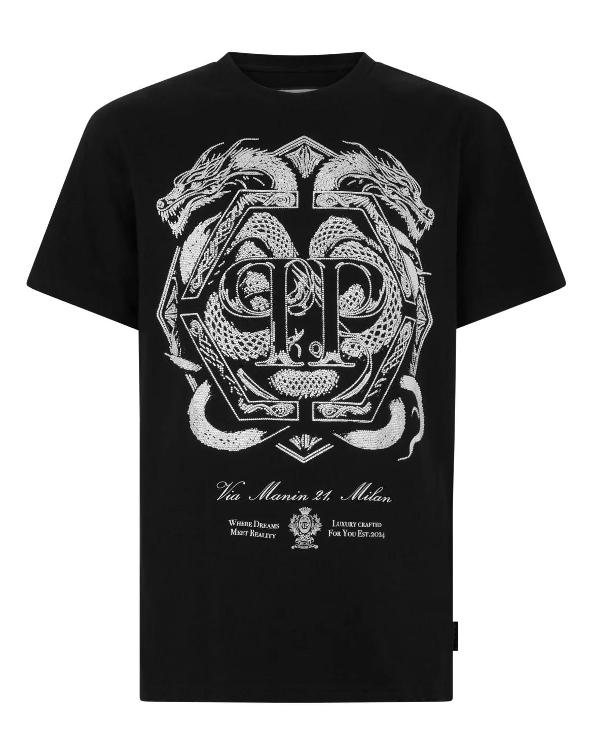 Round Neck T-Shirt Full Of Stones Dragon, цвет: Черный