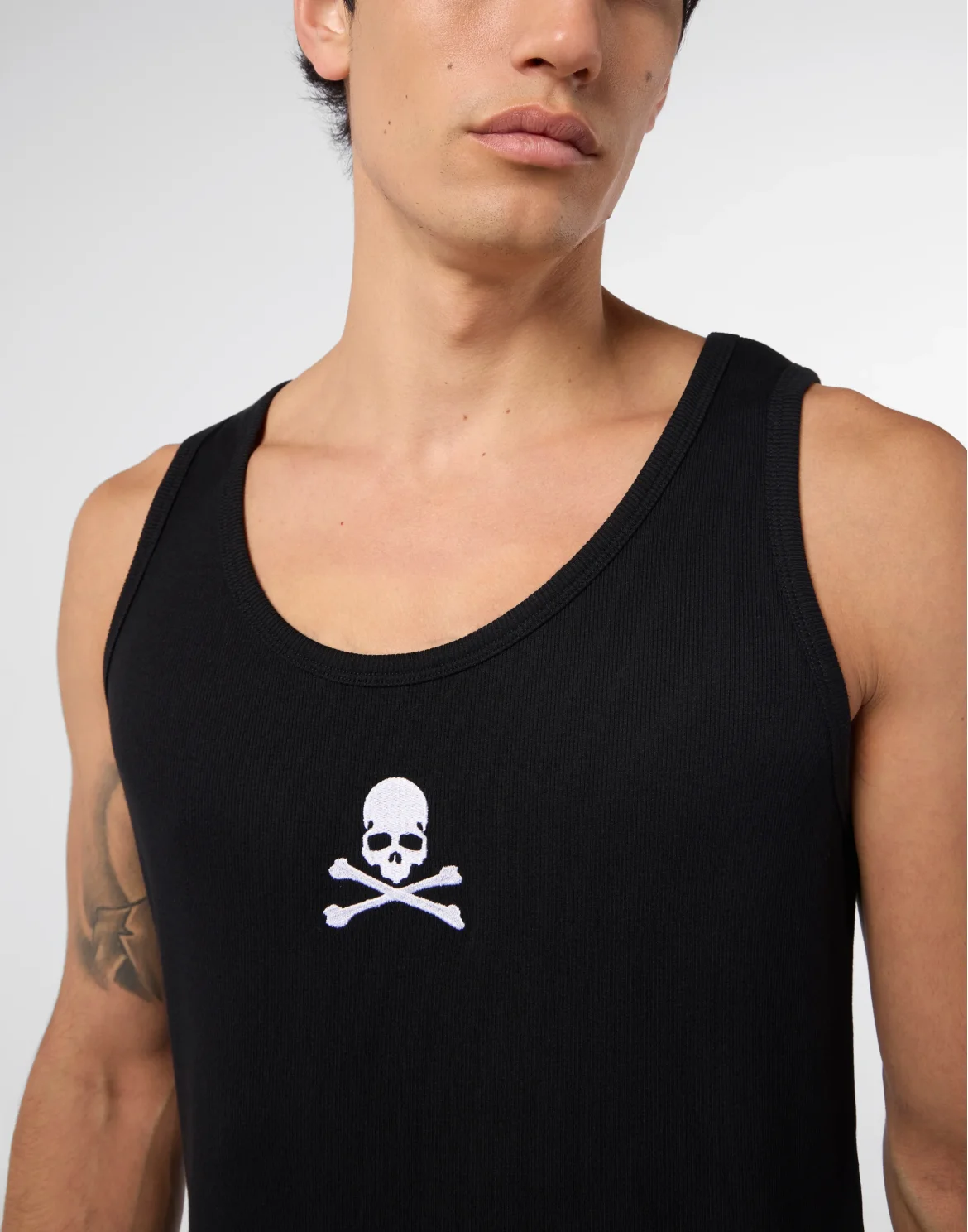 Cotton Tank Top Skull & Bones, цвет: Черный
