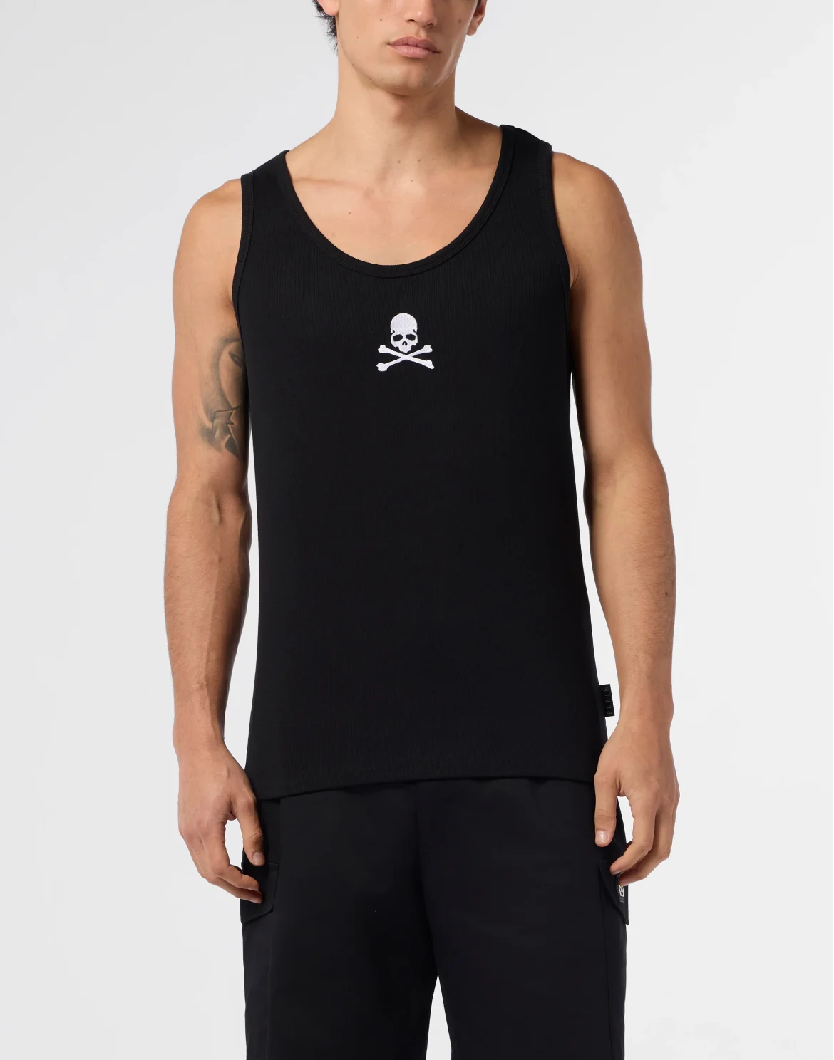 Cotton Tank Top Skull & Bones, цвет: Черный