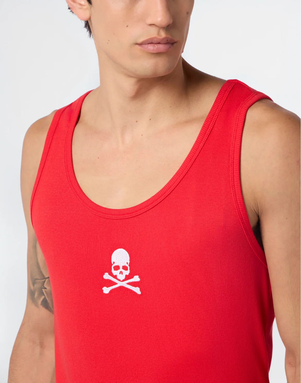 Cotton Tank Top Skull & Bones, цвет: Красный