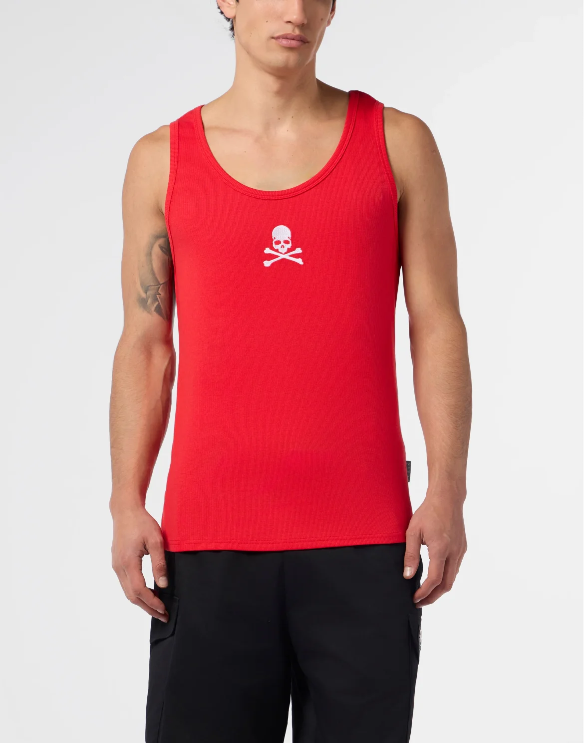 Cotton Tank Top Skull & Bones, цвет: Красный