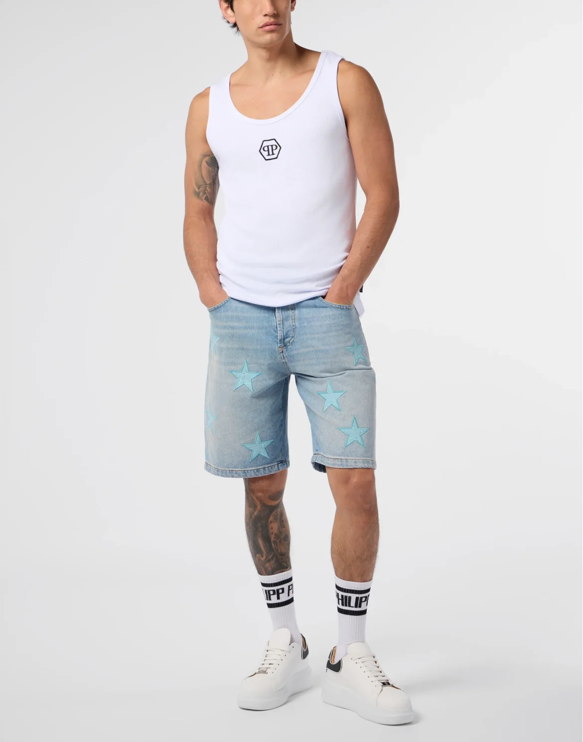 Cotton Tank Top Hexagon, цвет: Белый