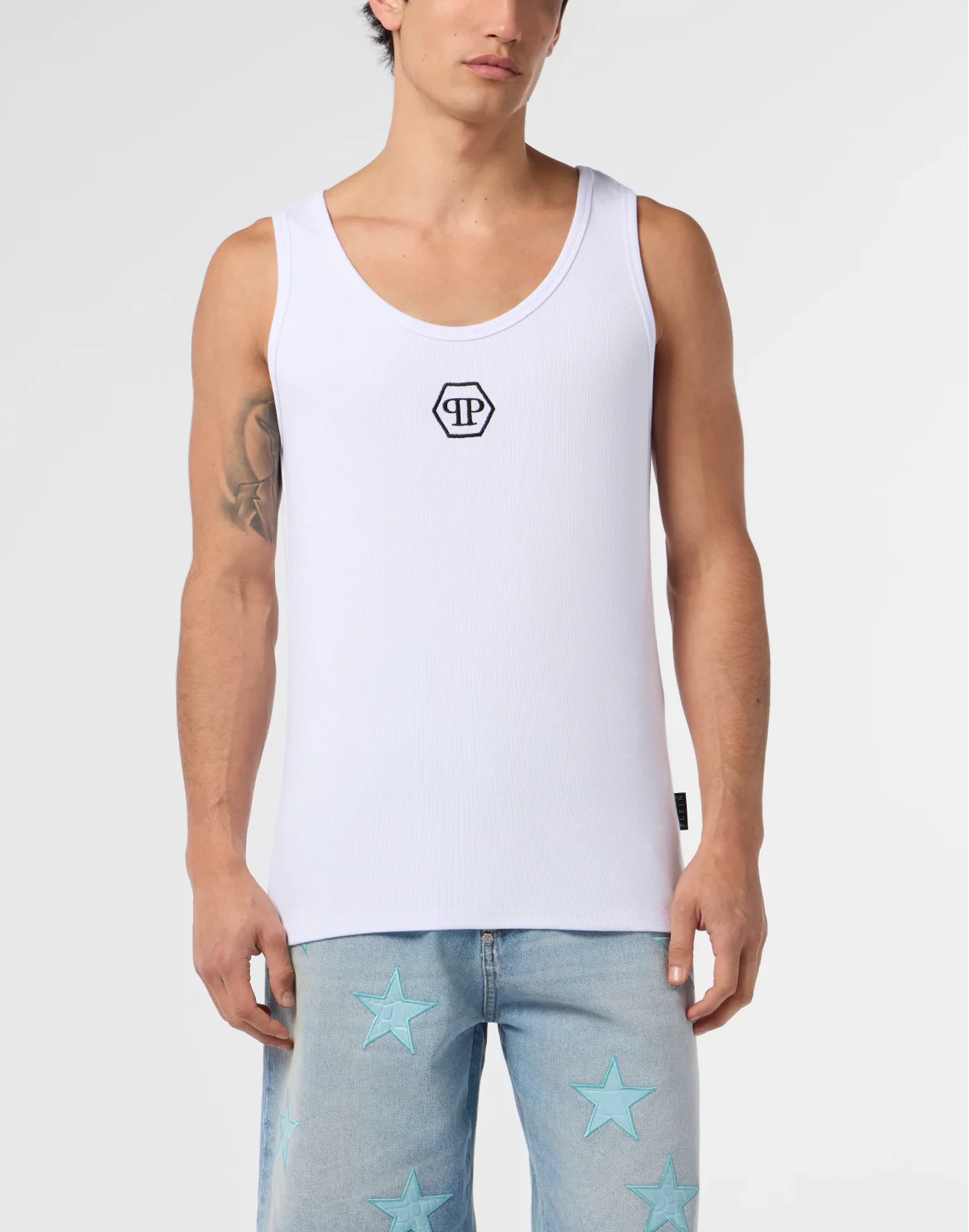 Cotton Tank Top Hexagon, цвет: Белый