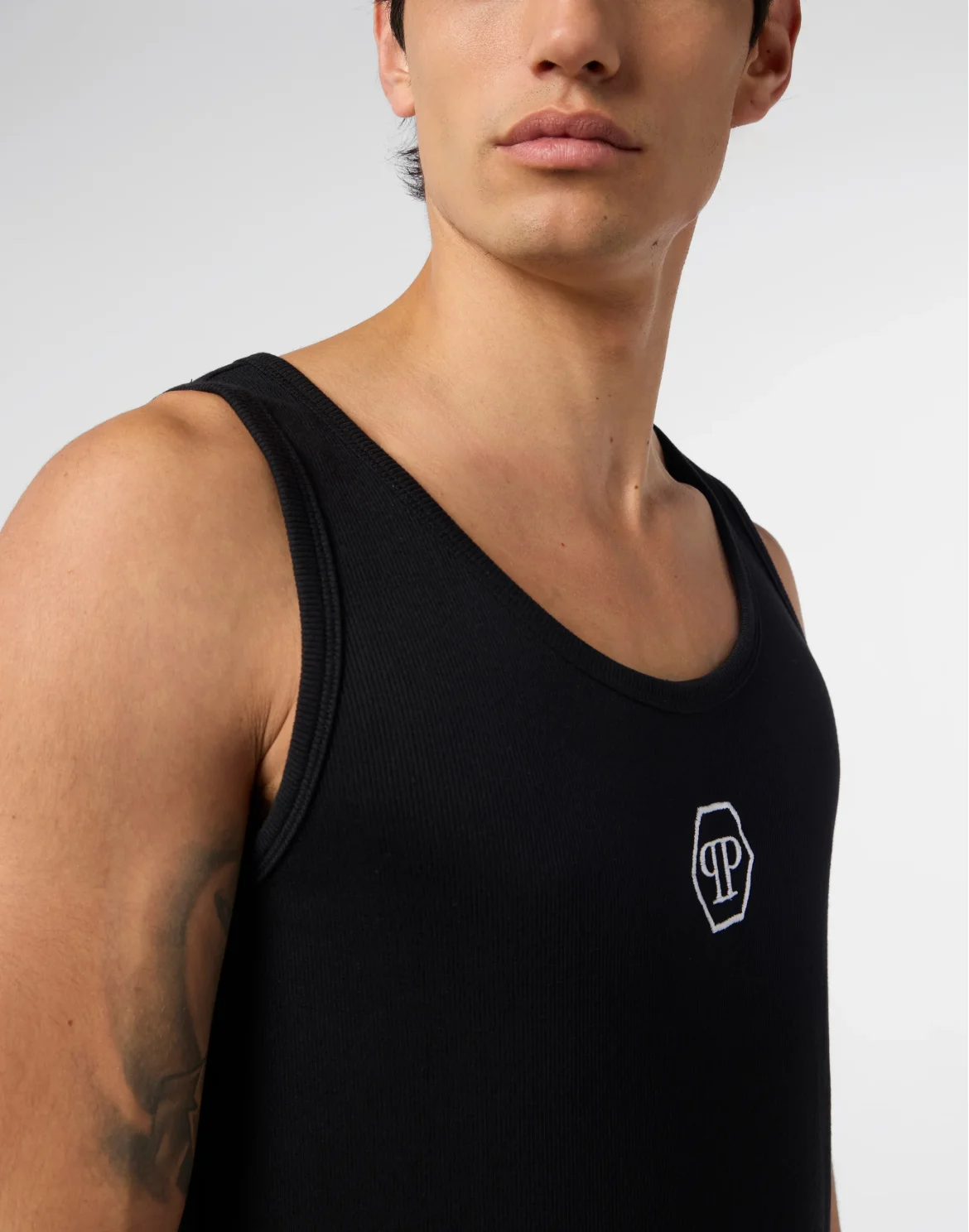 Cotton Tank Top Hexagon, цвет: Черный