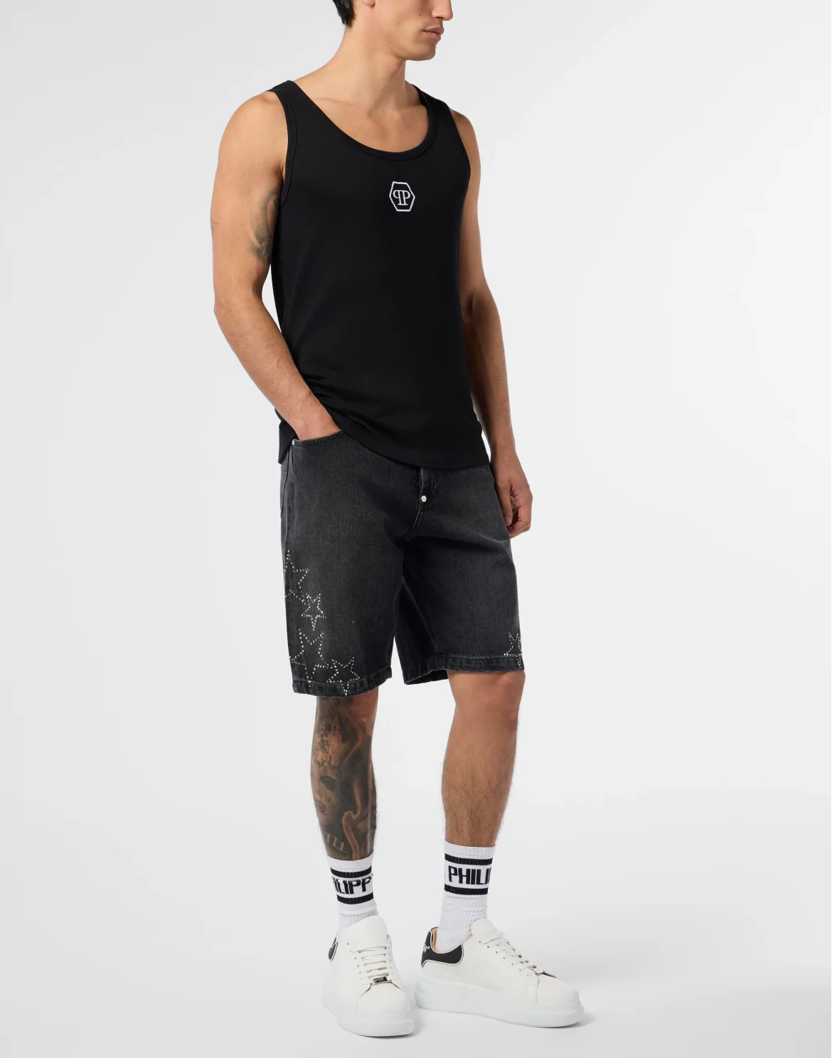 Cotton Tank Top Hexagon, цвет: Черный