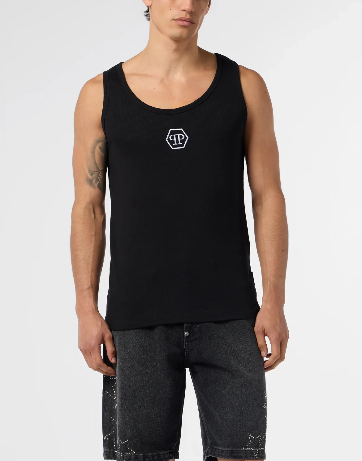 Cotton Tank Top Hexagon, цвет: Черный
