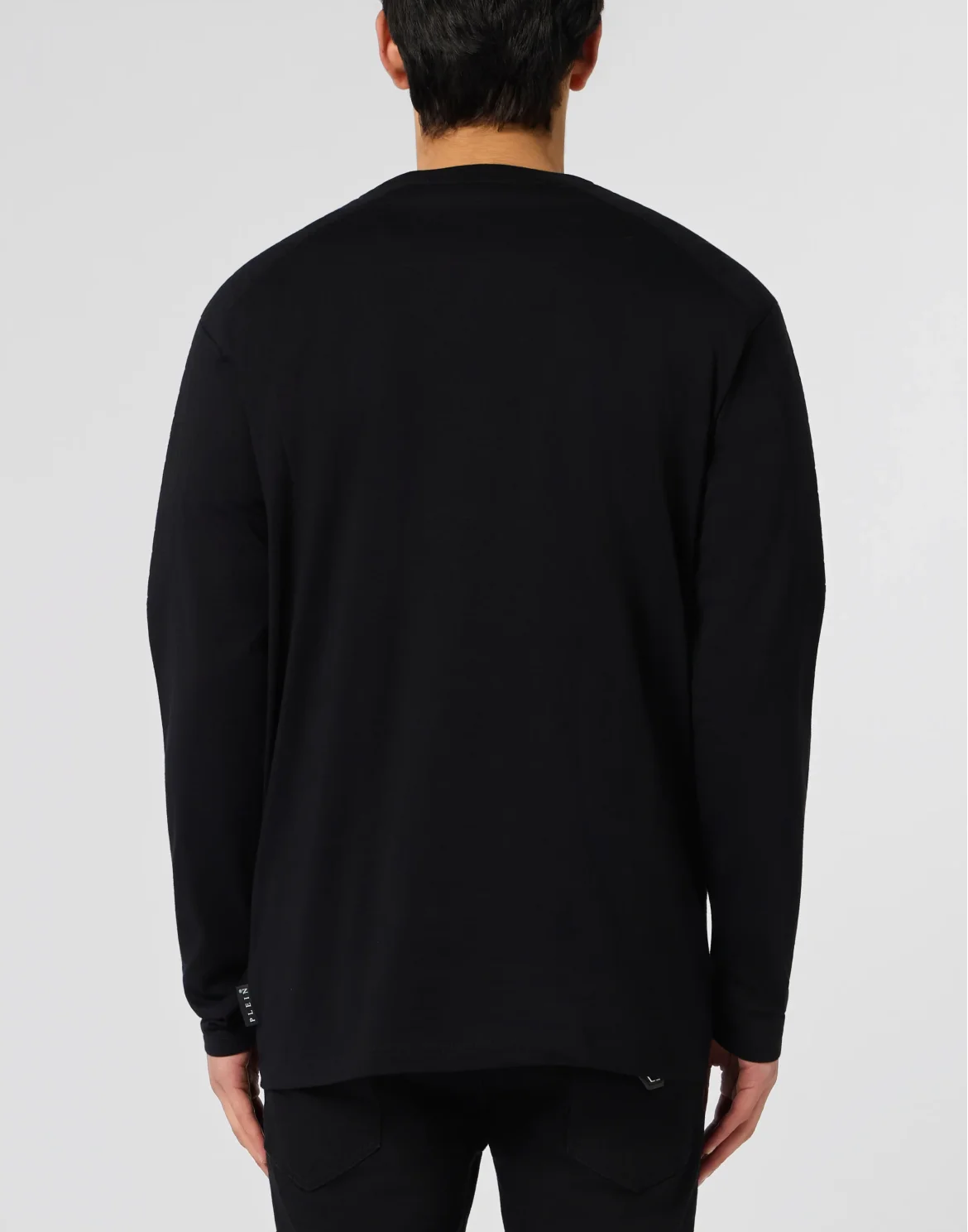 Padded Sleeves Round Neck T-Shirt Long Sleeve, цвет: Черный
