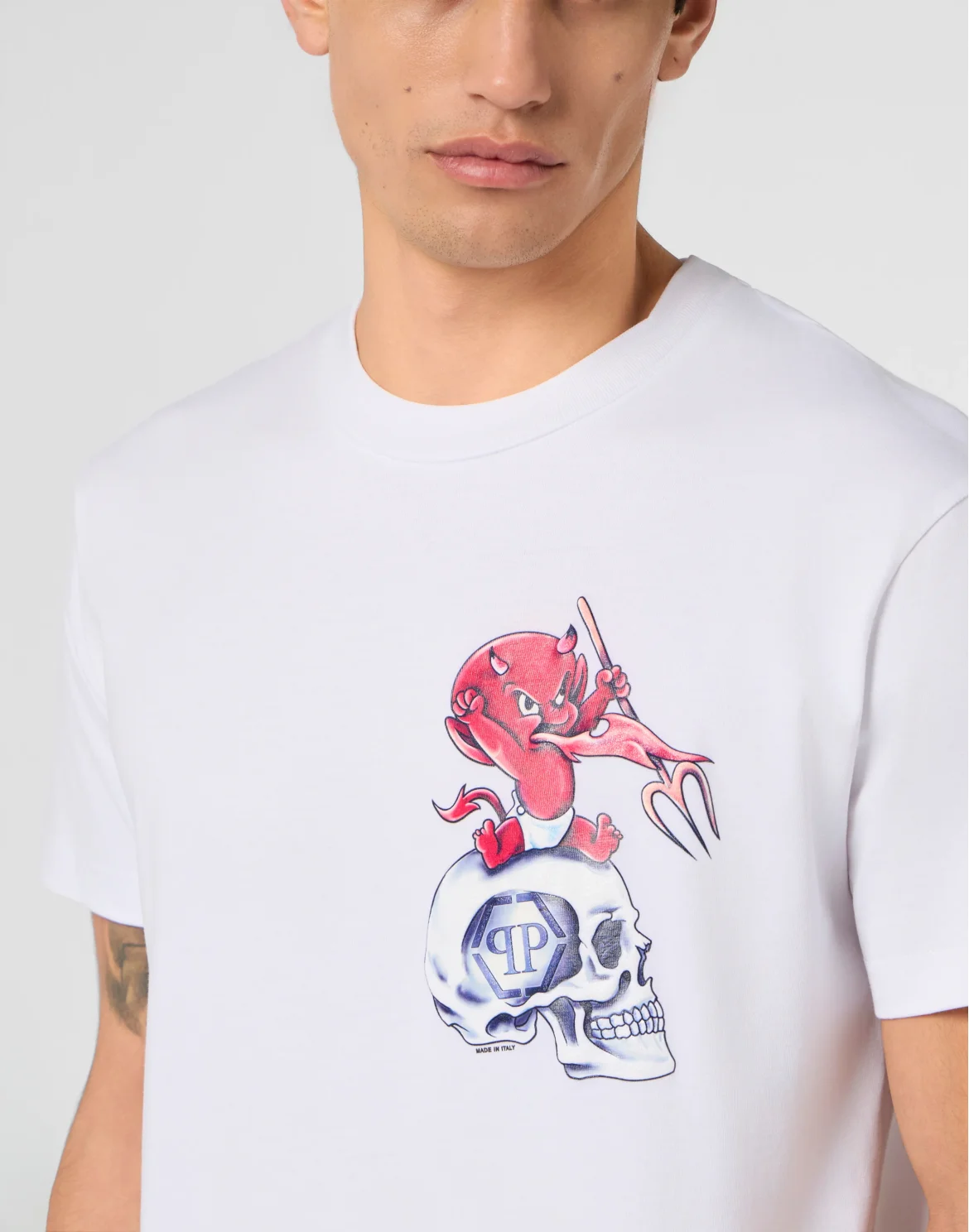 Round Neck T-Shirt Baby Devil Small, цвет: Белый