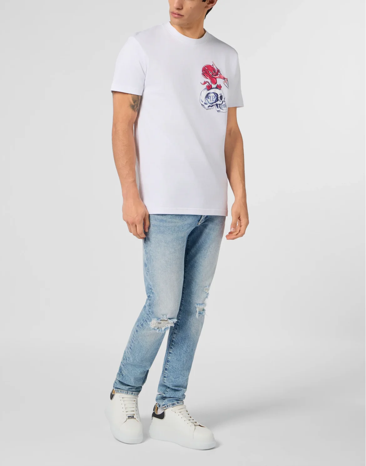 Round Neck T-Shirt Baby Devil Small, цвет: Белый