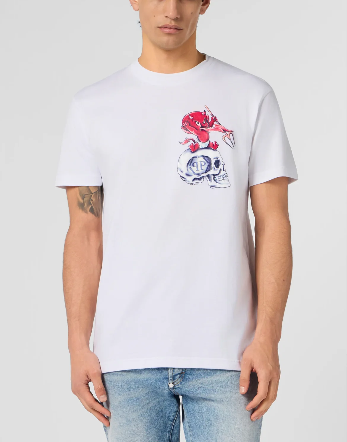Round Neck T-Shirt Baby Devil Small, цвет: Белый