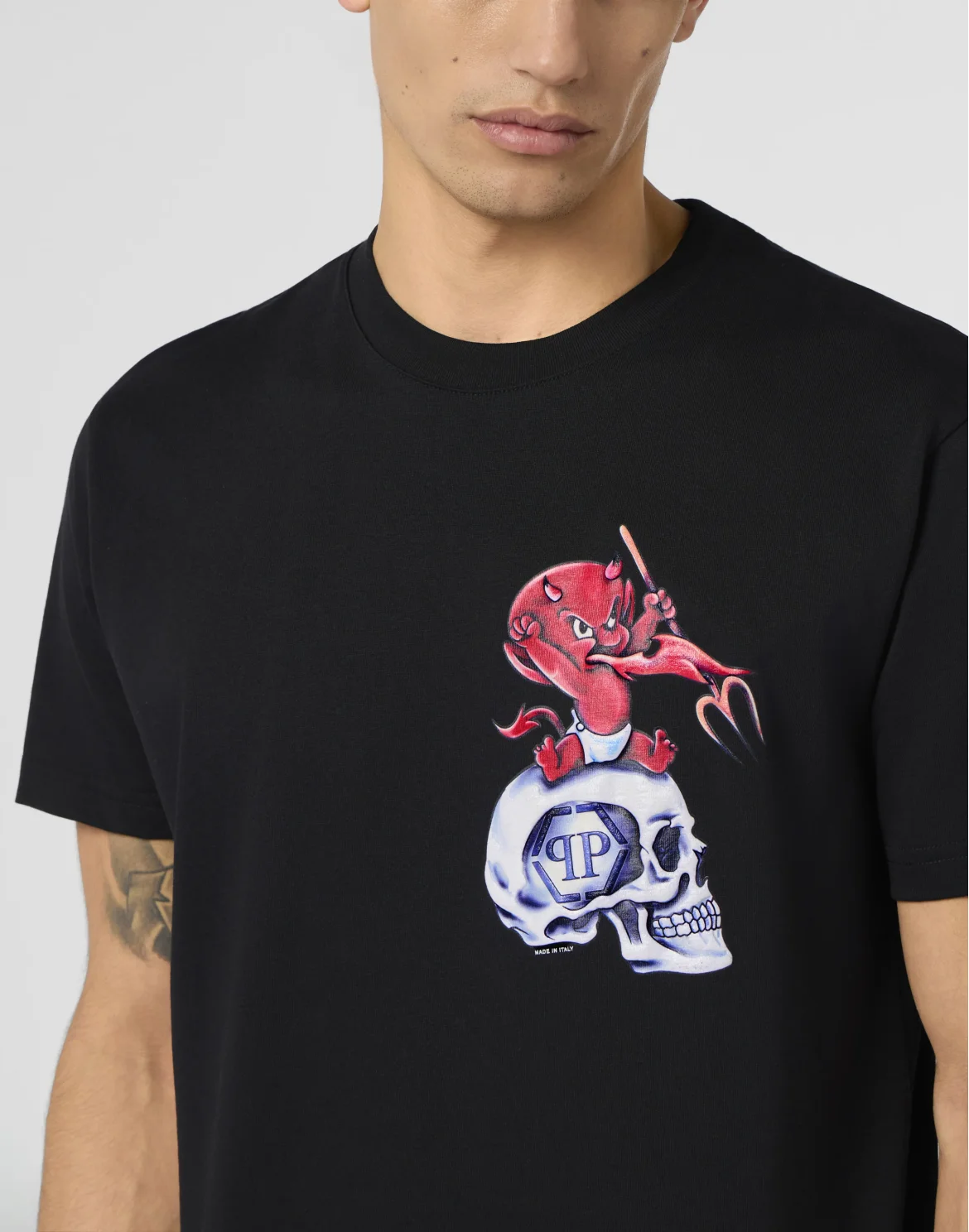 Round Neck T-Shirt Baby Devil Small, цвет: Черный