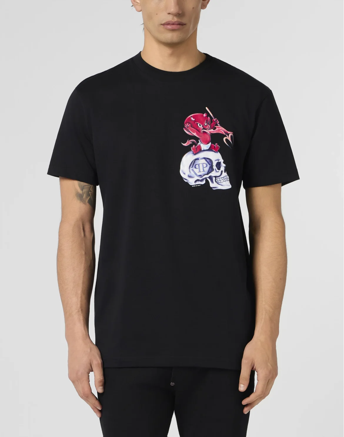 Round Neck T-Shirt Baby Devil Small, цвет: Черный