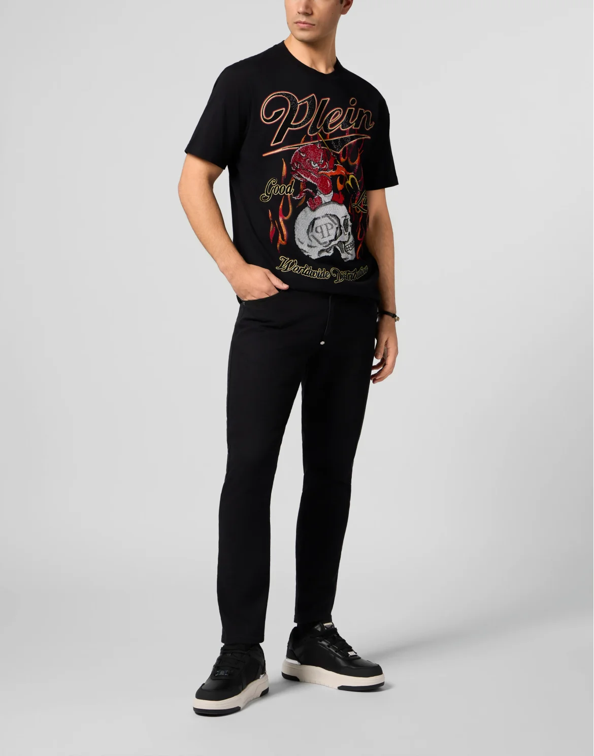 Round Neck T-Shirt Little Devil Crystal, цвет: Черный