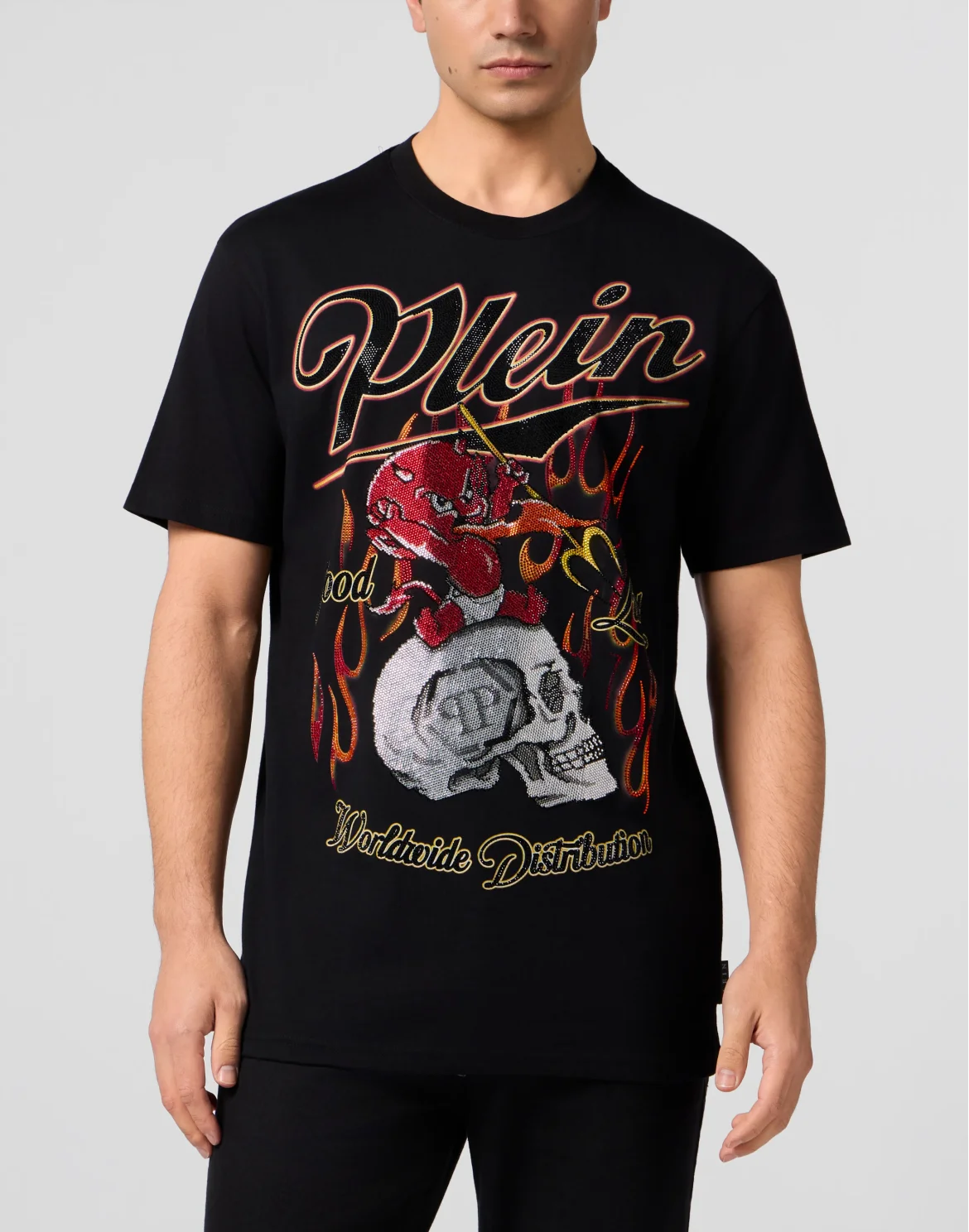 Round Neck T-Shirt Little Devil Crystal, цвет: Черный