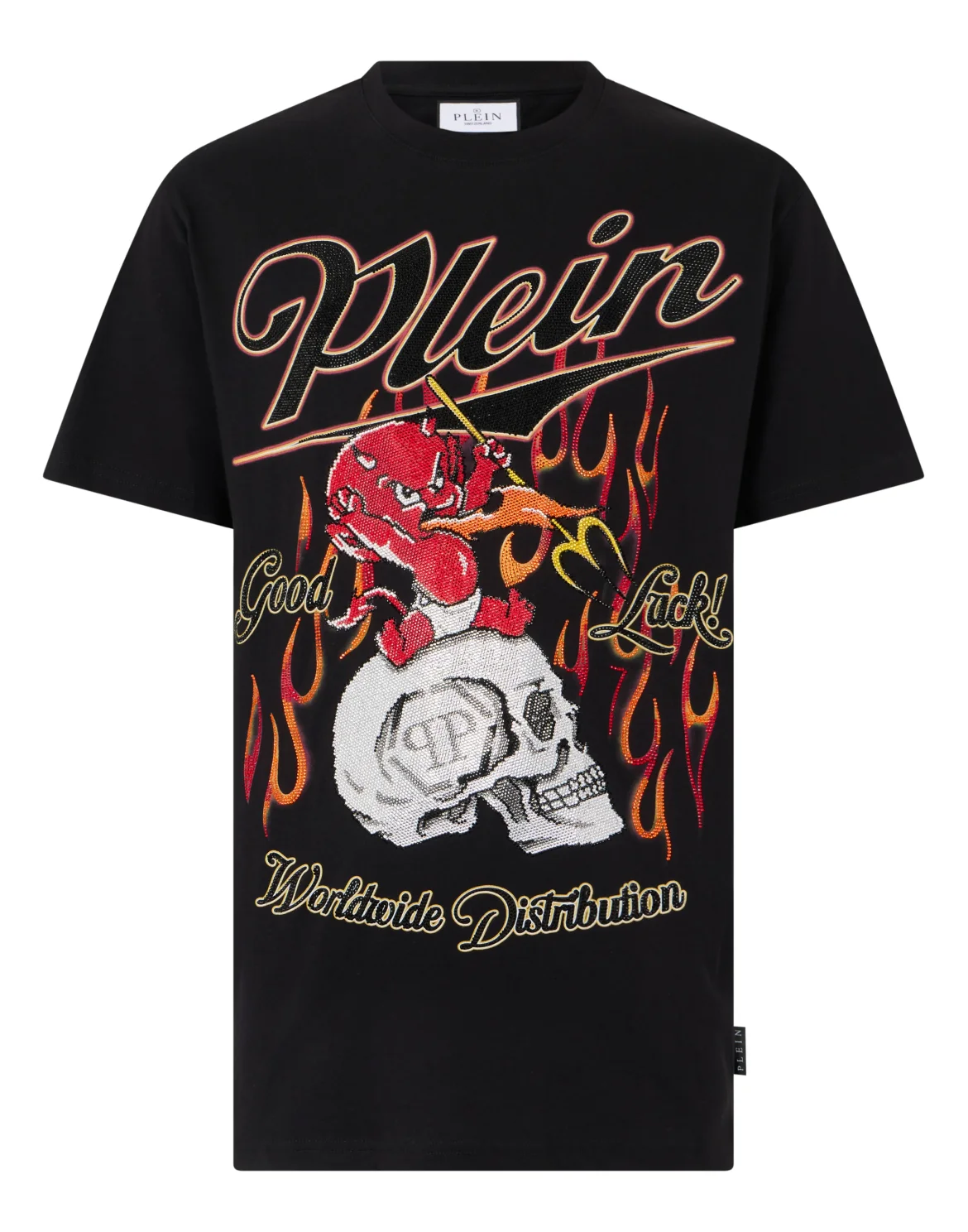 Round Neck T-Shirt Little Devil Crystal, цвет: Черный