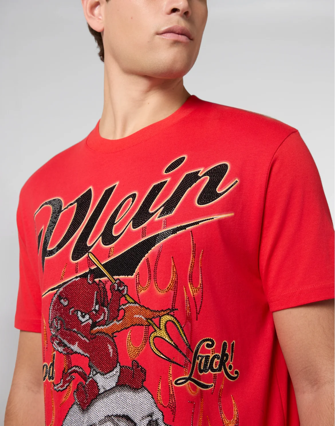 Round Neck T-Shirt Little Devil Crystal, цвет: Красный