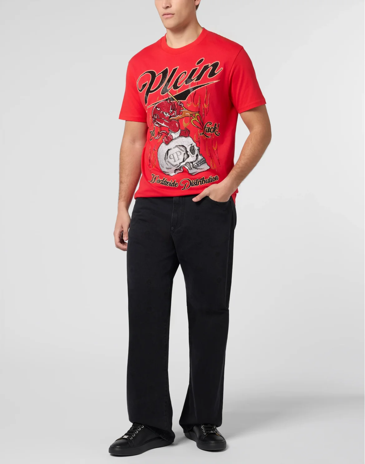 Round Neck T-Shirt Little Devil Crystal, цвет: Красный