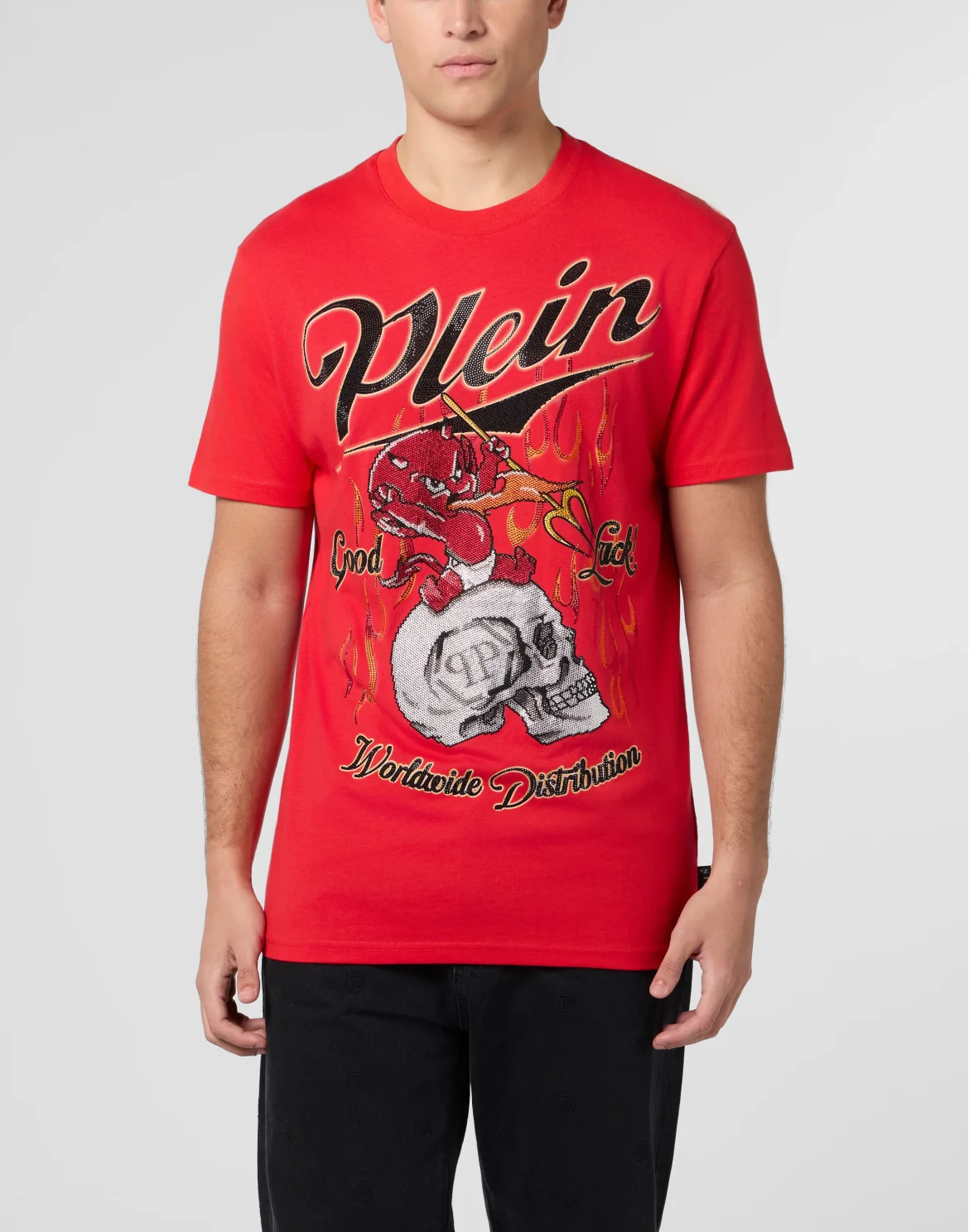 Round Neck T-Shirt Little Devil Crystal, цвет: Красный