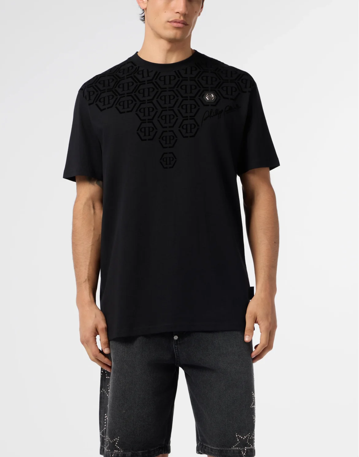 Round Neck T-Shirt Degrade Monogram Monogram, цвет: Черный