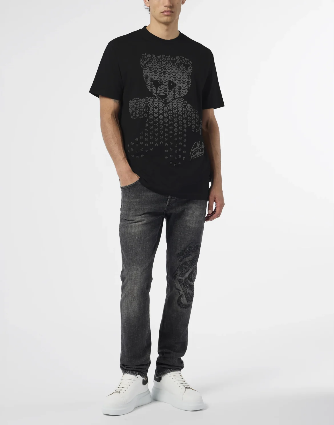 Round Neck T-Shirt Puffy Teddy Teddy Bear, цвет: Черный