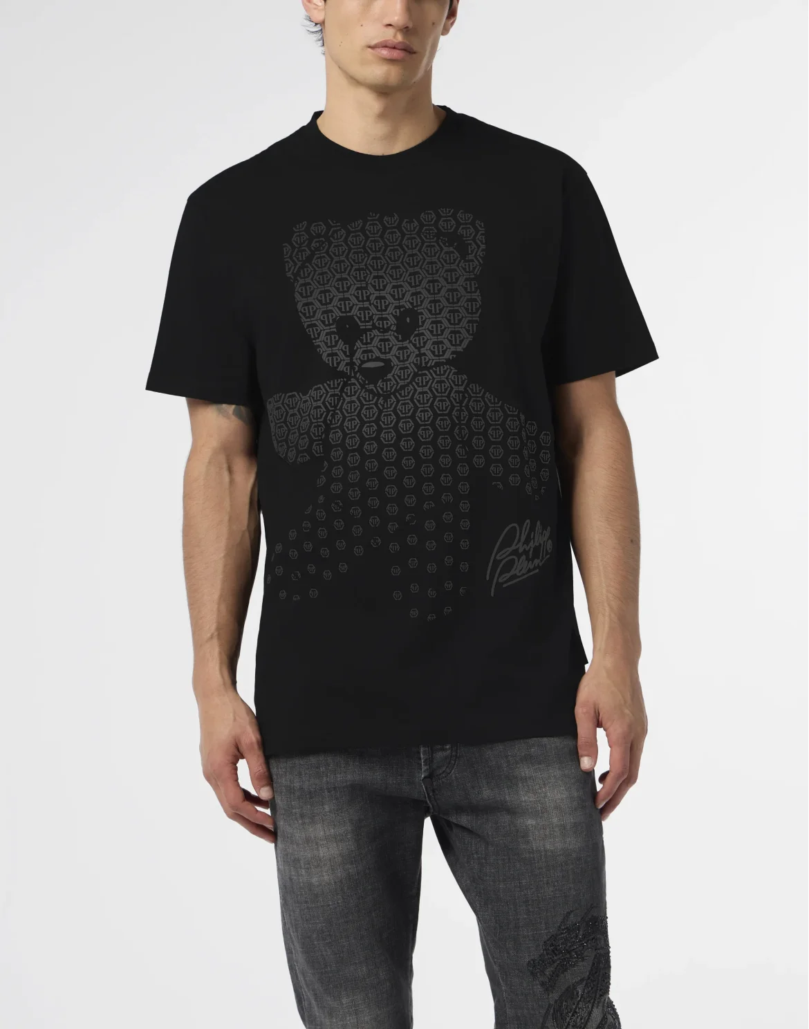 Round Neck T-Shirt Puffy Teddy Teddy Bear, цвет: Черный