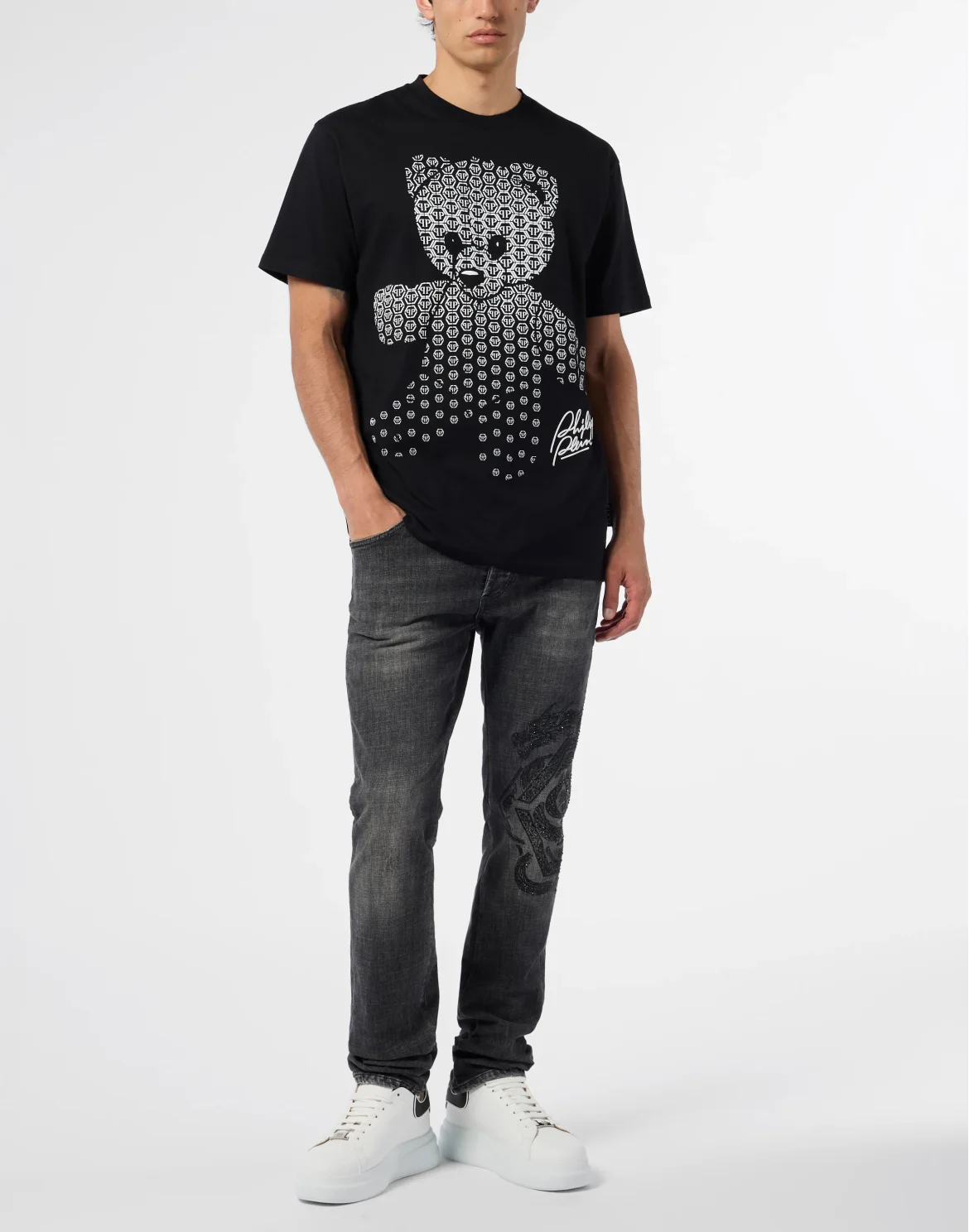 Round Neck T-Shirt Puffy Teddy Teddy Bear, цвет: Черный