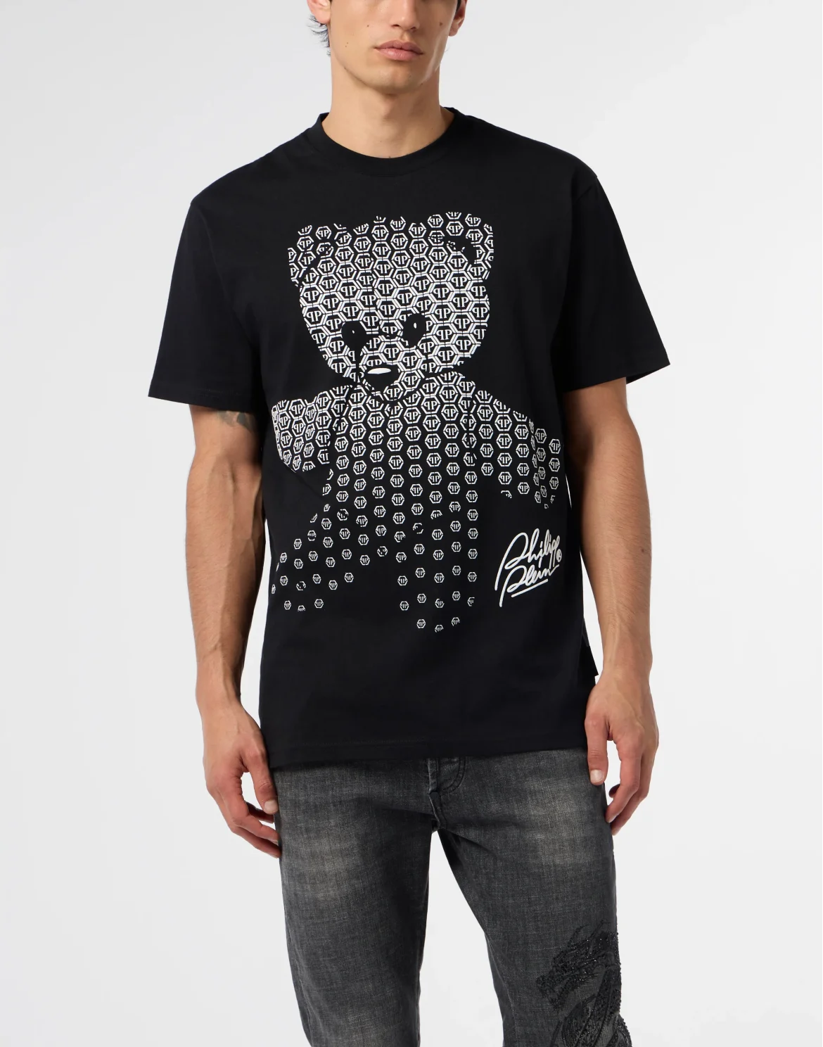 Round Neck T-Shirt Puffy Teddy Teddy Bear, цвет: Черный