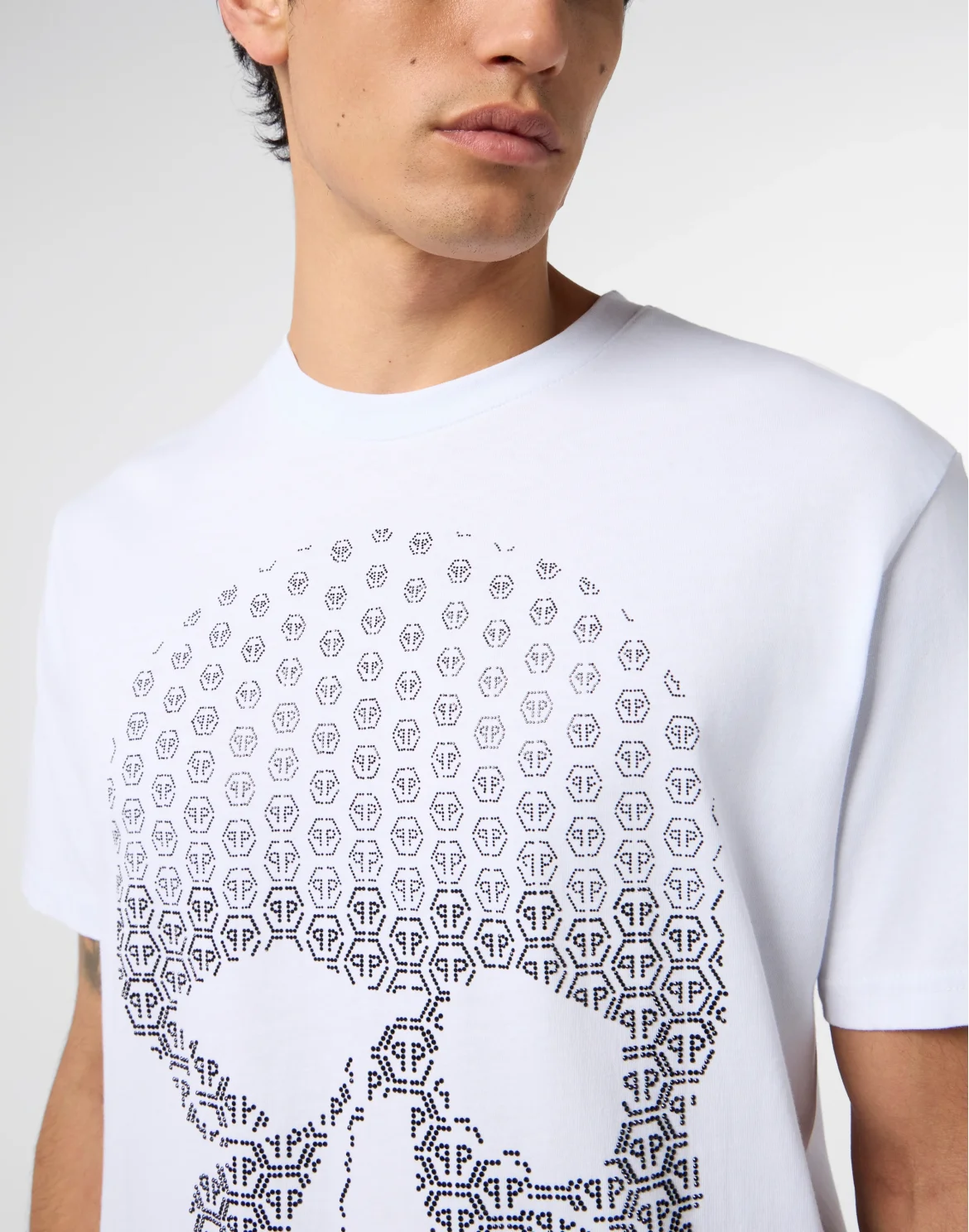Round Neck T-Shirt Skull Strass Skull Strass, цвет: Белый