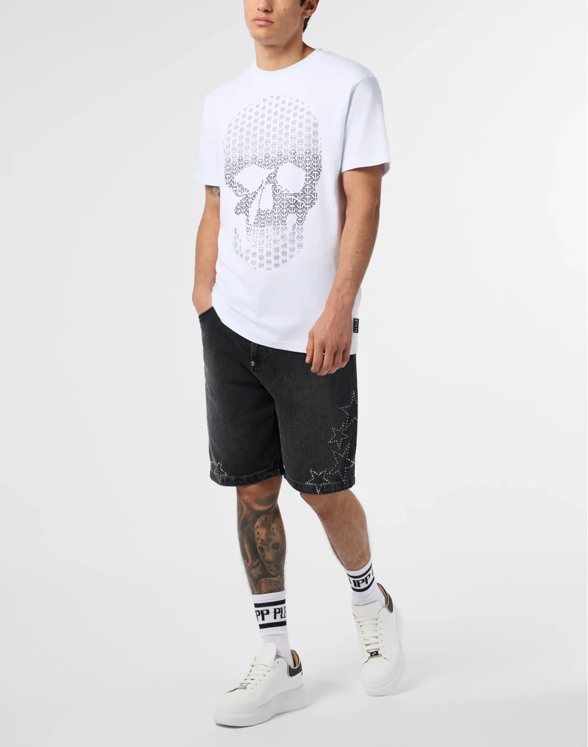 Round Neck T-Shirt Skull Strass Skull Strass, цвет: Белый
