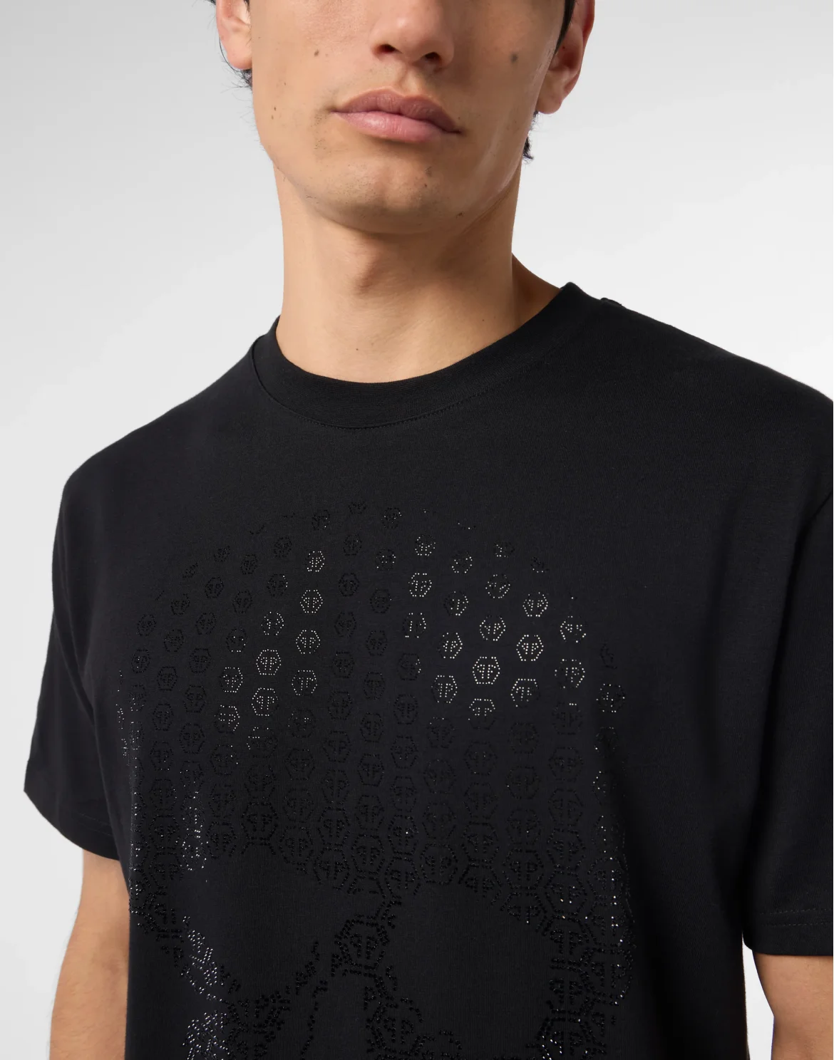 Round Neck T-Shirt Skull Strass Skull Strass, цвет: Черный