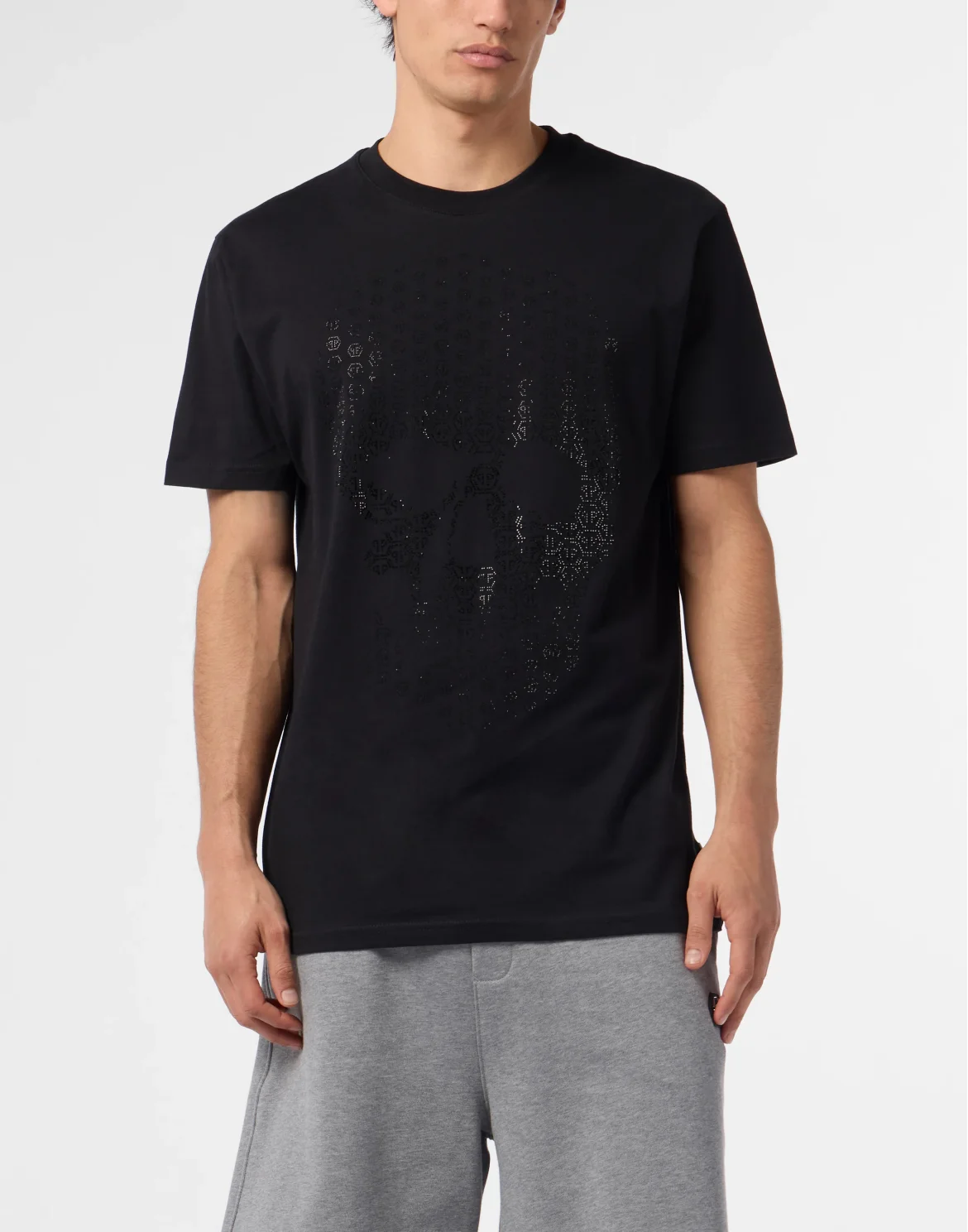 Round Neck T-Shirt Skull Strass Skull Strass, цвет: Черный