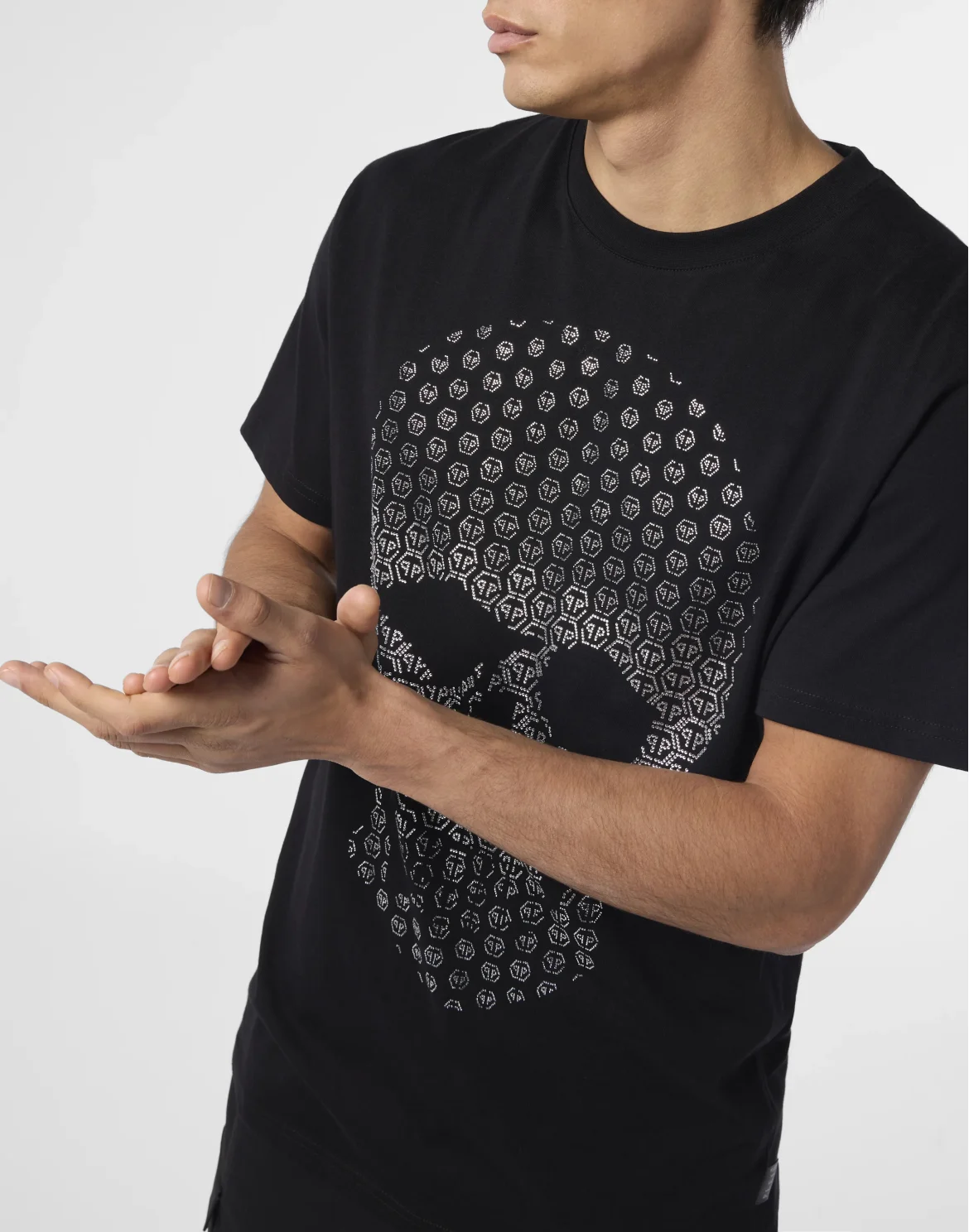 Round Neck T-Shirt Skull Strass Skull Strass, цвет: Черный