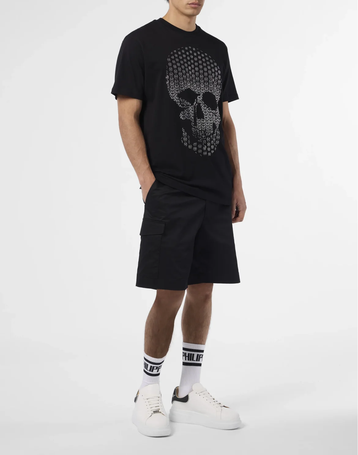 Round Neck T-Shirt Skull Strass Skull Strass, цвет: Черный