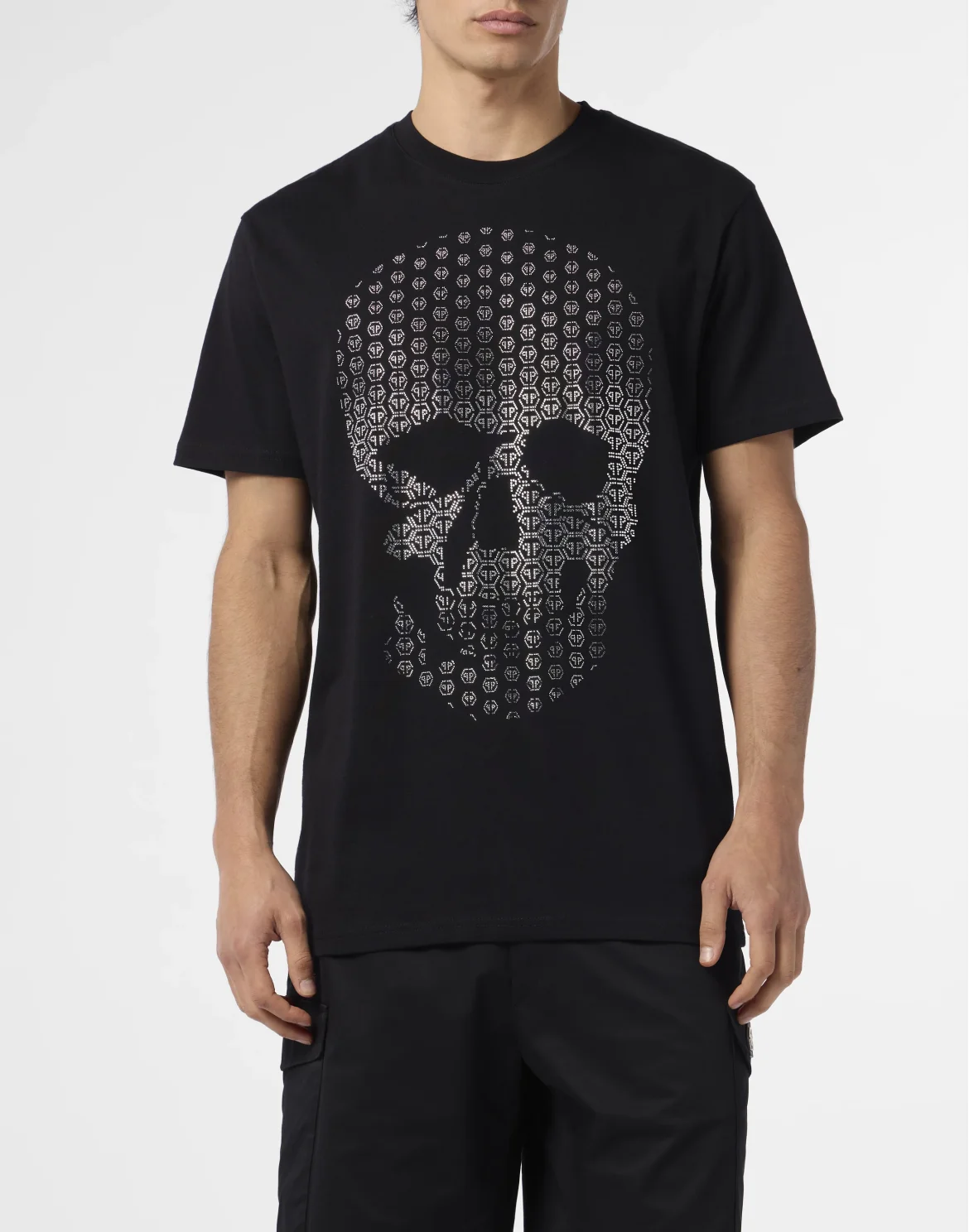 Round Neck T-Shirt Skull Strass Skull Strass, цвет: Черный