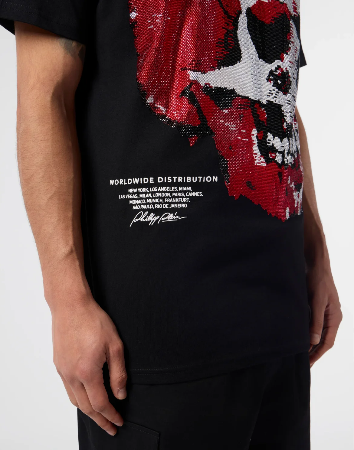 Round Neck T-Shirt Red Skull Skull, цвет: Черный