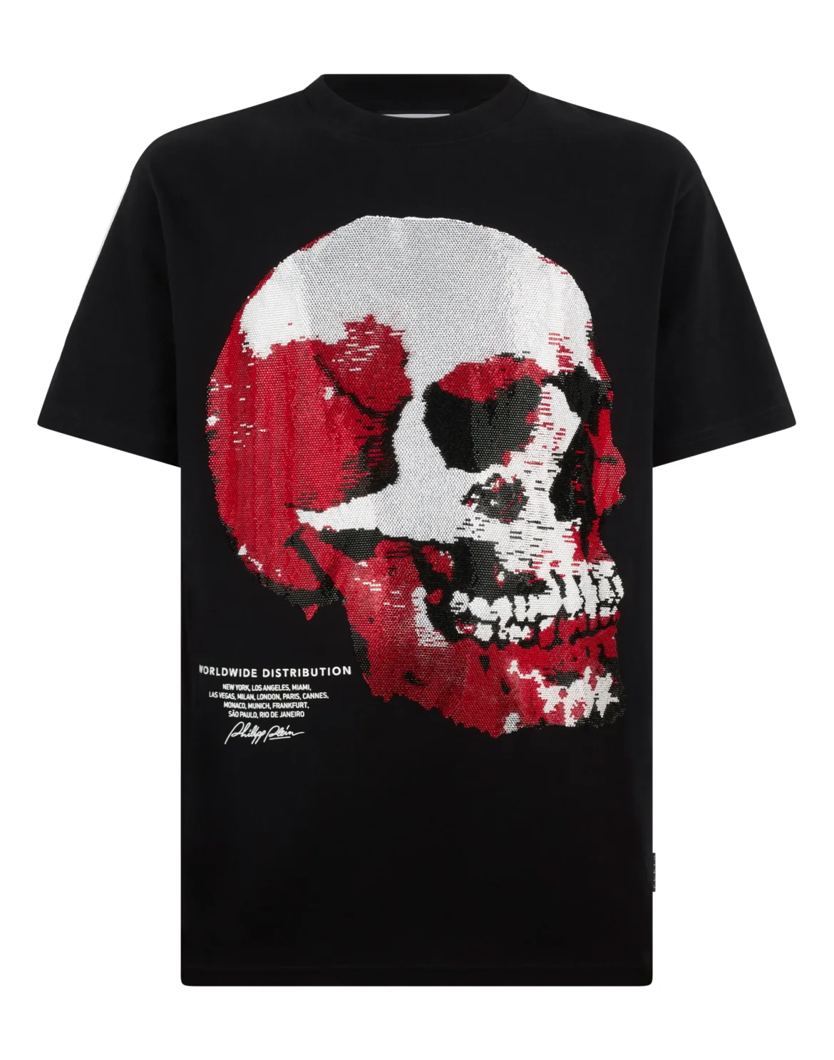 Round Neck T-Shirt Red Skull Skull, цвет: Черный