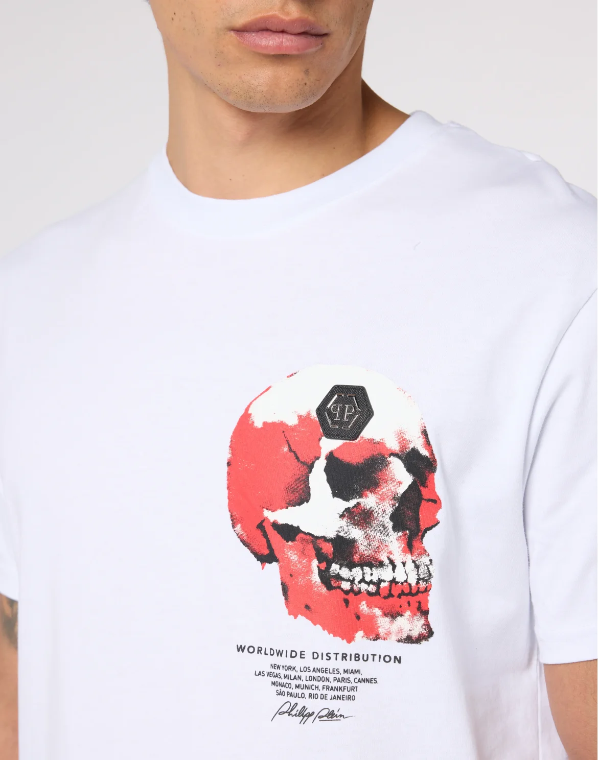 Roundneck T-Shirt Puffy Red Skull Skull, цвет: Белый