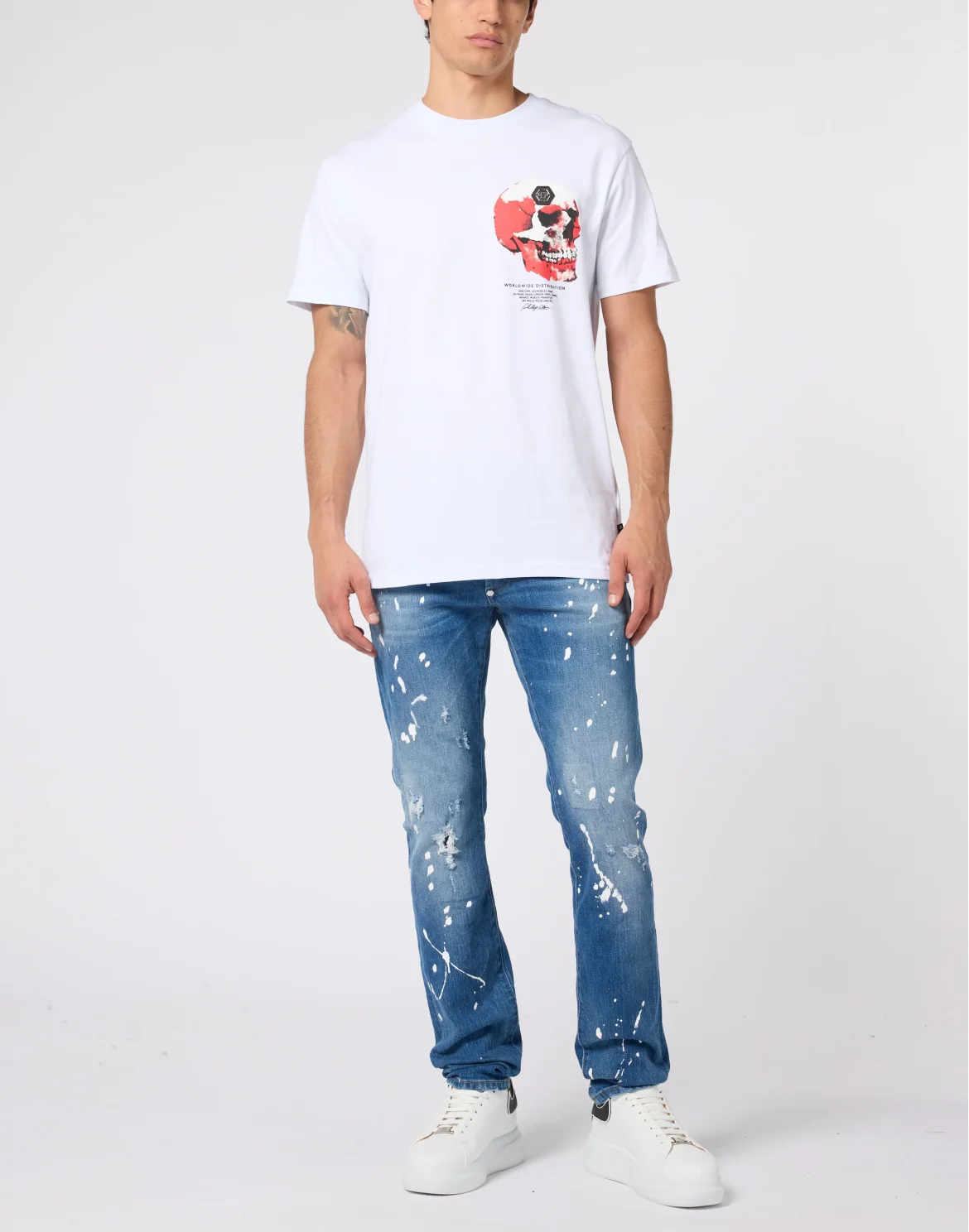 Roundneck T-Shirt Puffy Red Skull Skull, цвет: Белый