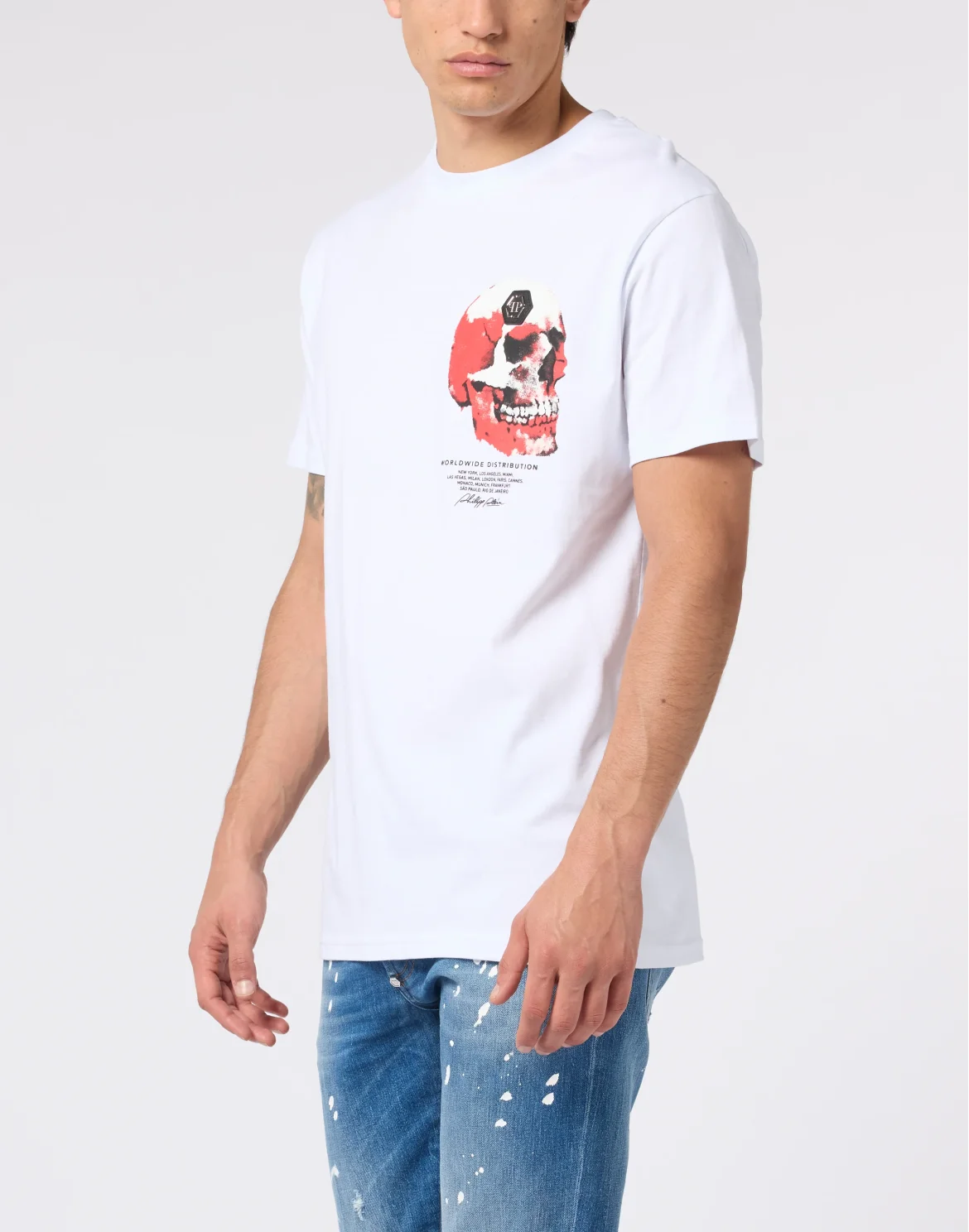 Roundneck T-Shirt Puffy Red Skull Skull, цвет: Белый