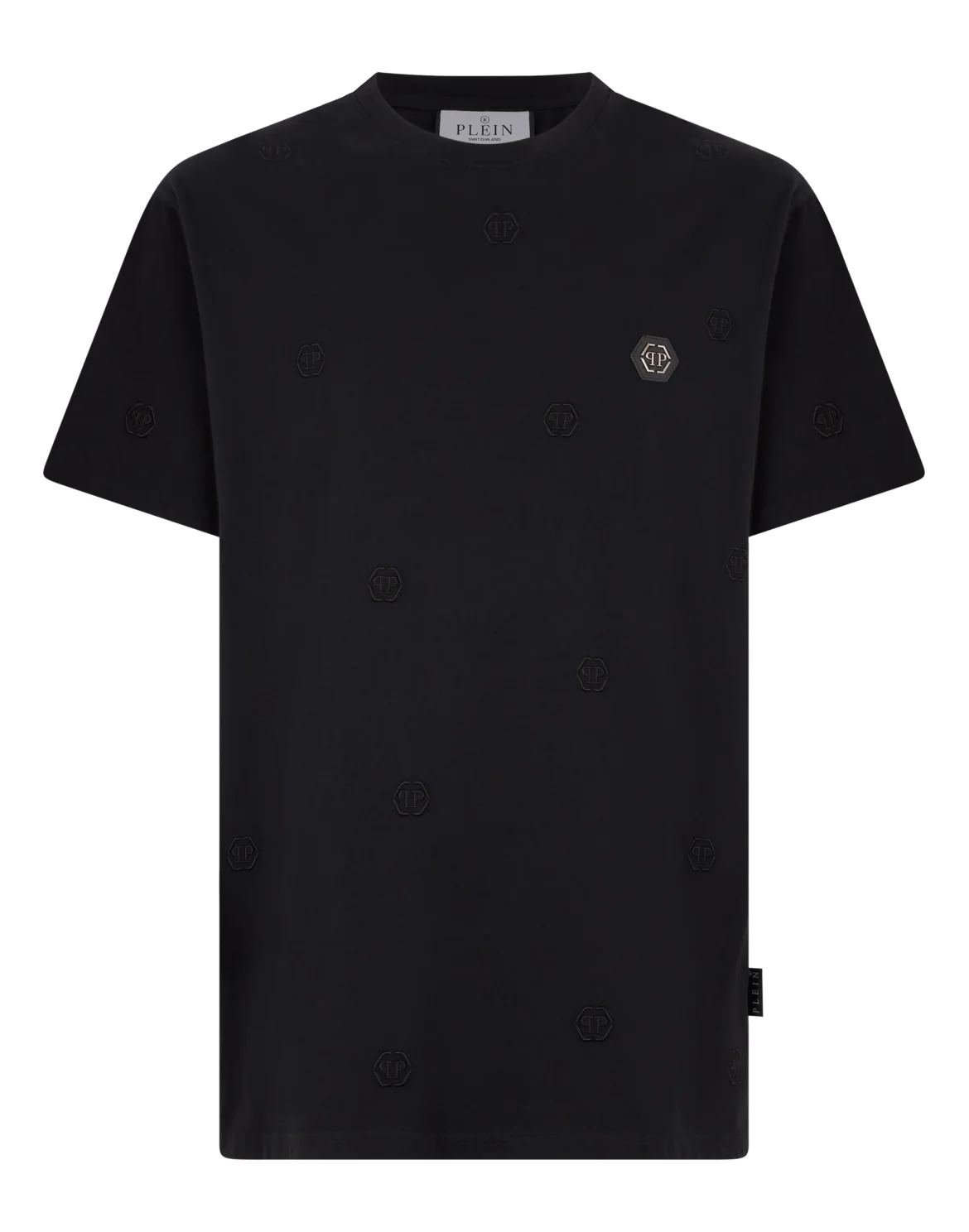 Embroidered Round Neck T-Shirt Monogram Monogram, цвет: Черный