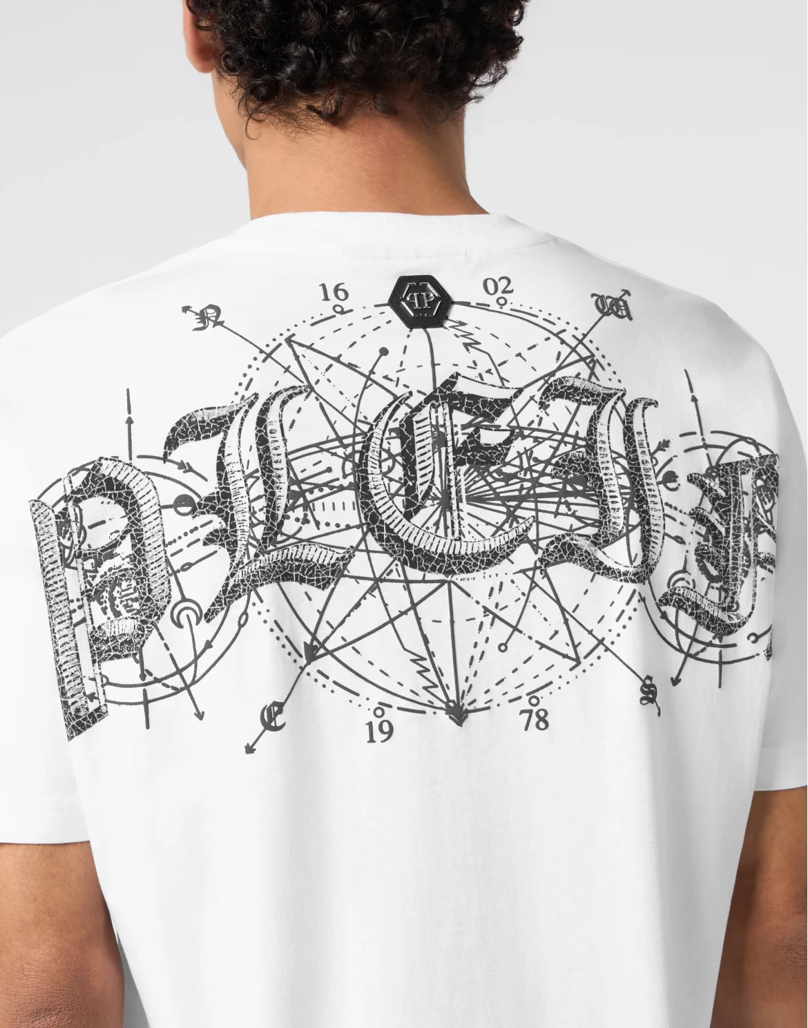 Round Neck T-Shirt Wind Rose Tattoo, цвет: Белый