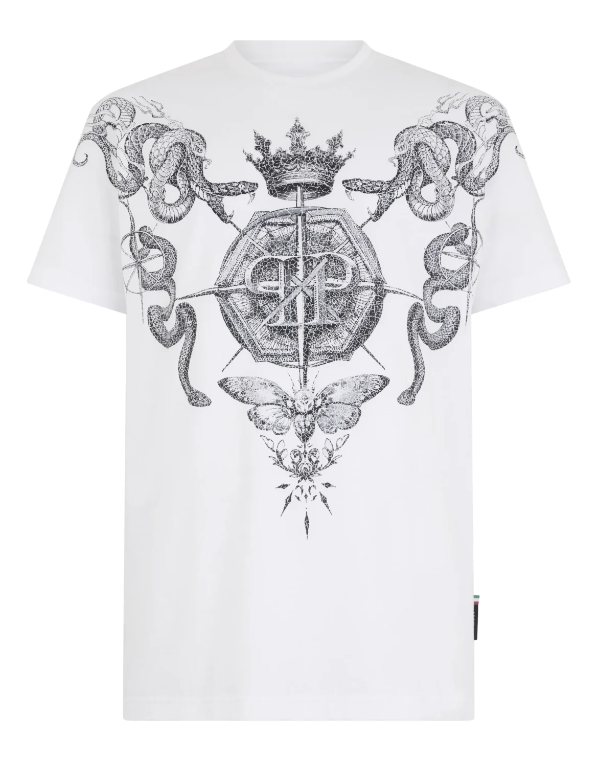 Round Neck T-Shirt Wind Rose Tattoo, цвет: Белый
