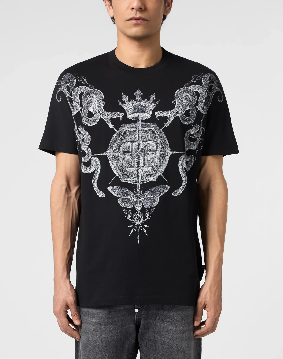 Round Neck T-Shirt Wind Rose Tattoo, цвет: Черный