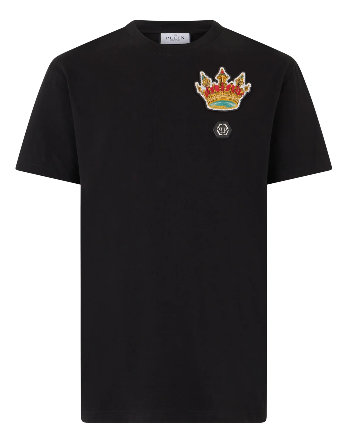 Round Neck T-Shirt Crown Crystals, цвет: Черный