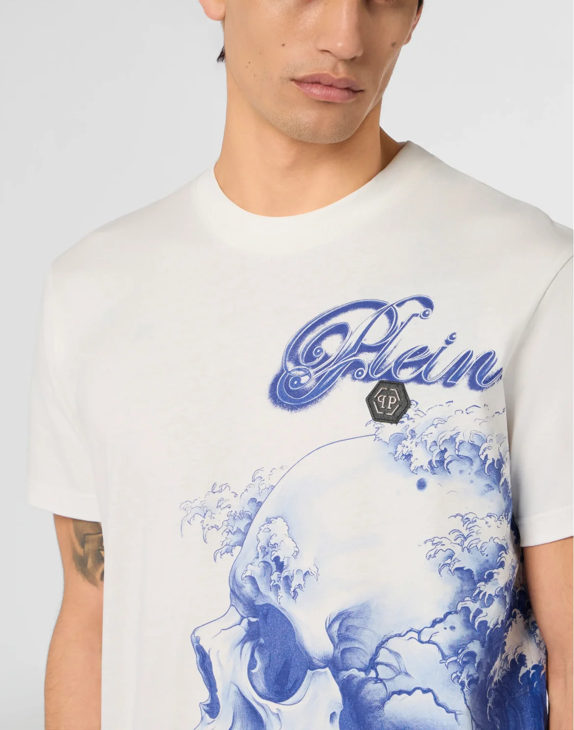 Round Neck T-Shirt Ceramic Skull, цвет: Бежевый