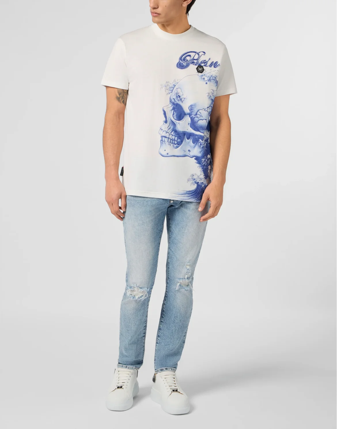 Round Neck T-Shirt Ceramic Skull, цвет: Бежевый