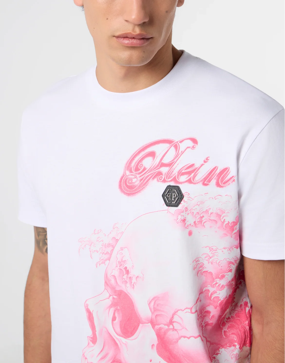 Round Neck T-Shirt Ceramic Skull, цвет: Белый