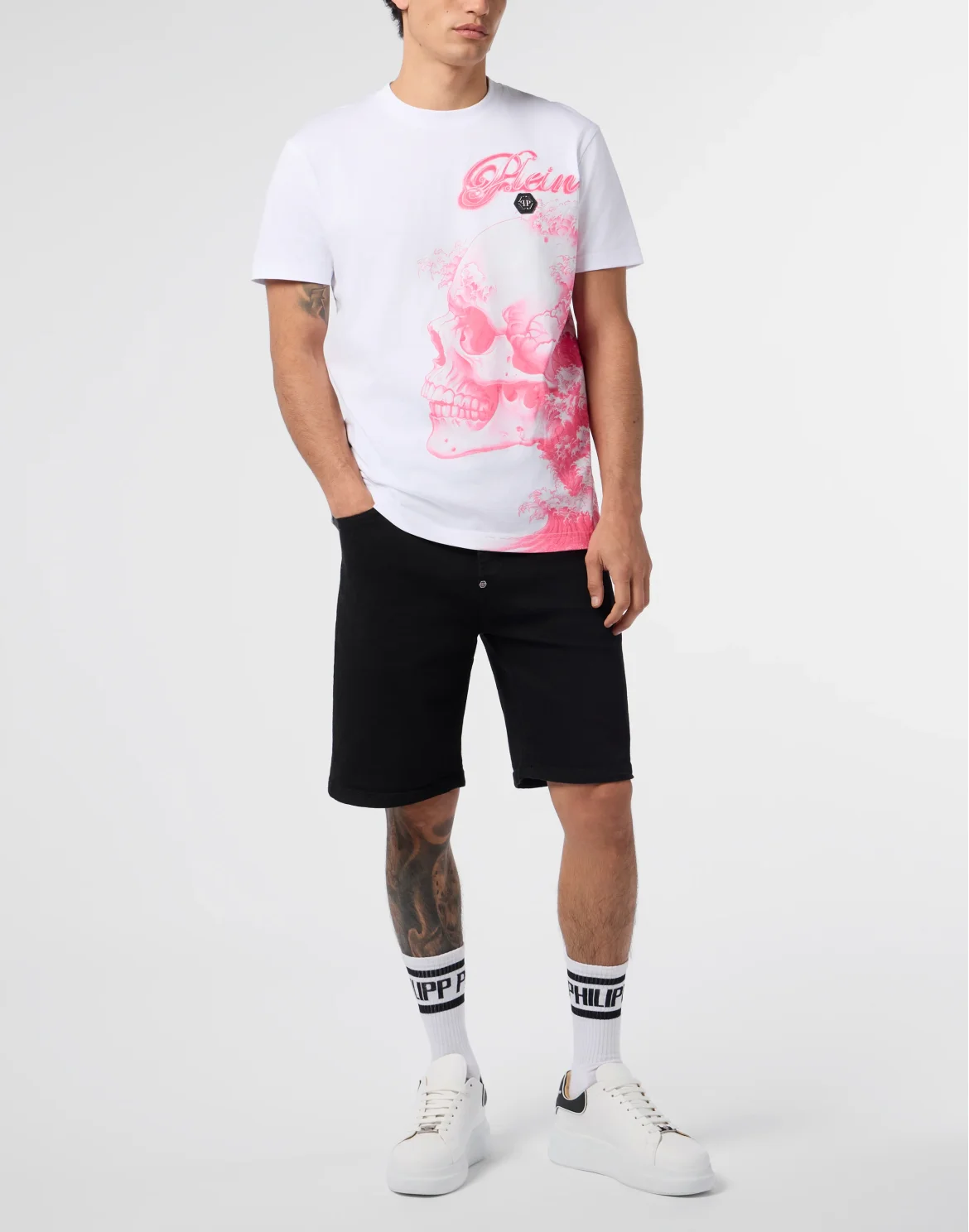 Round Neck T-Shirt Ceramic Skull, цвет: Белый